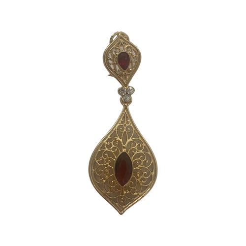 Gold Drop Earrings Moroccan beldi design filigree 