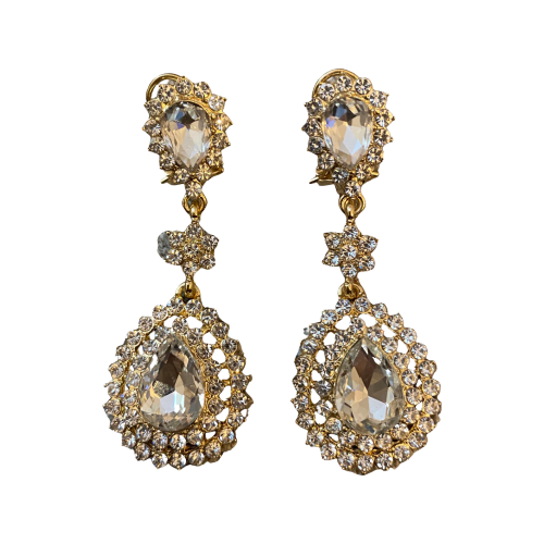 White stone gold earrings