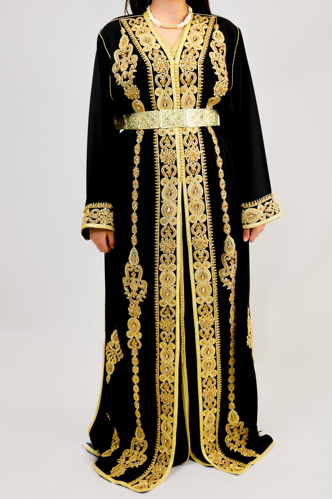 black Moroccan dress caftan Takeshita elegant