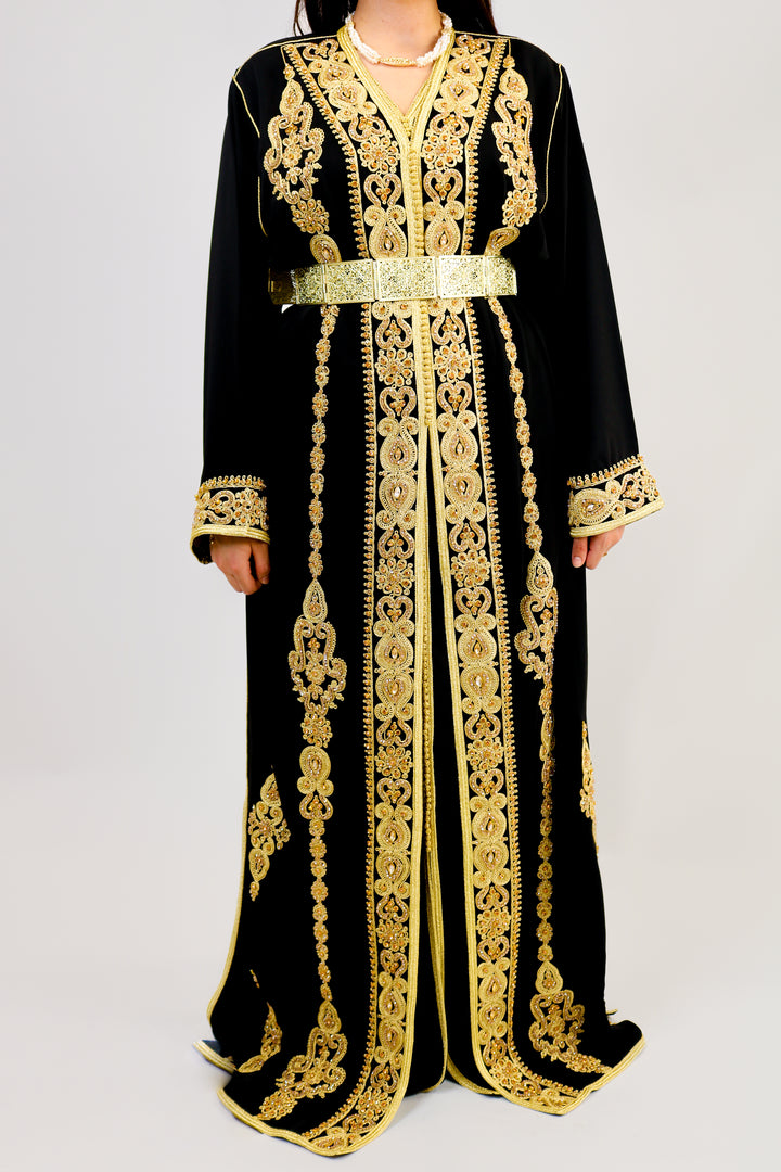 black Moroccan dress caftan Takeshita elegant