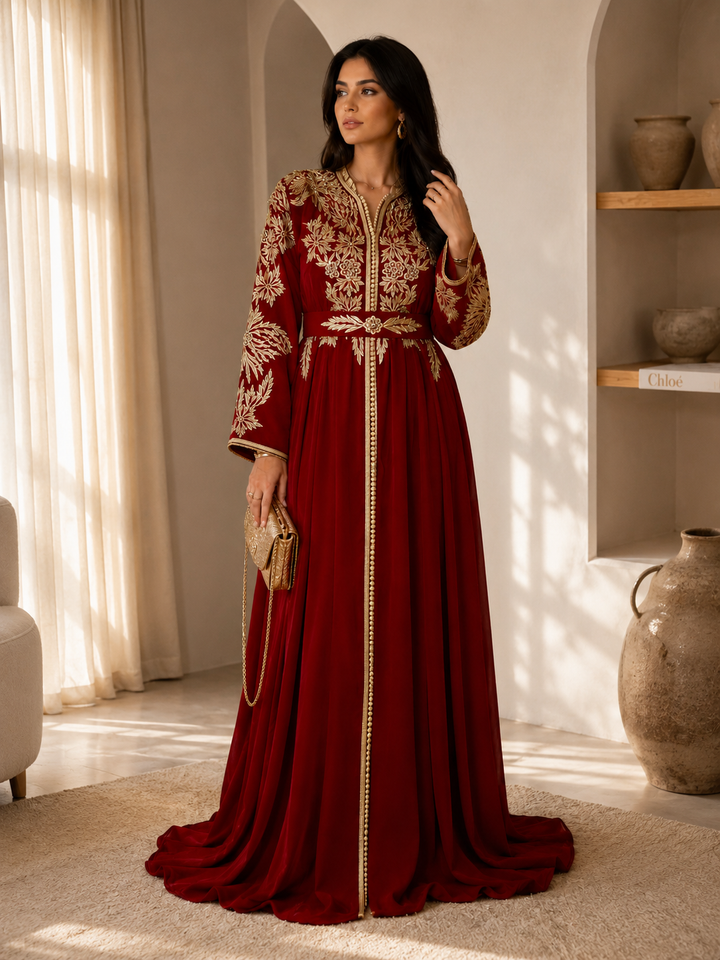 Caftan Hadil - Crimson Red