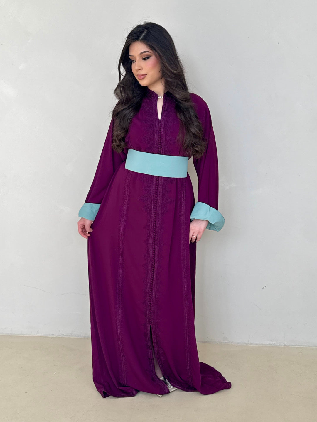Caftan purple modest wear dress Moroccan dress