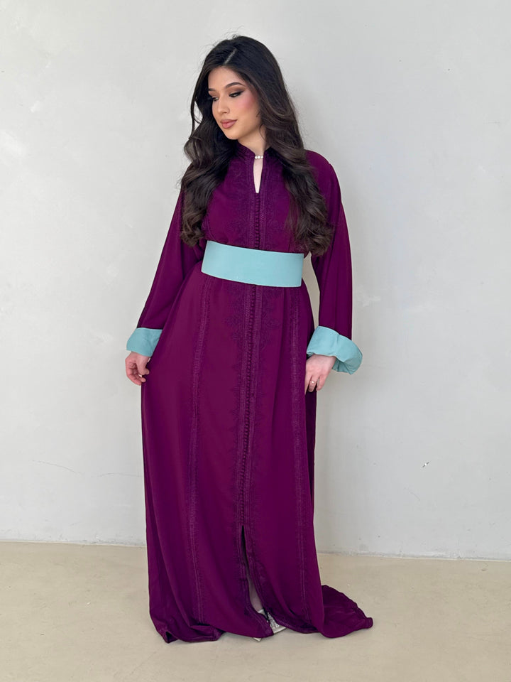 Caftan purple modest wear dress Moroccan dress