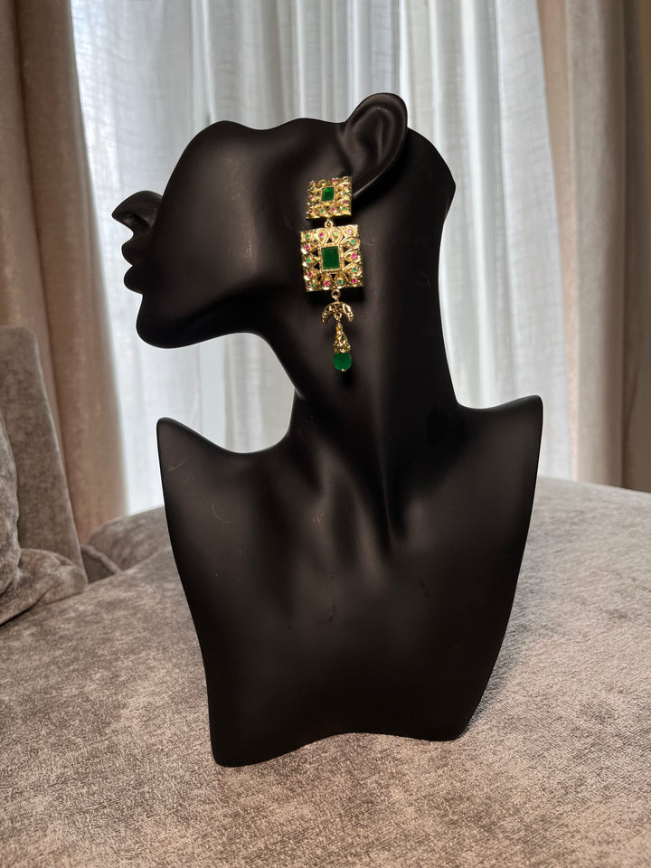 Traditional square drop earrings